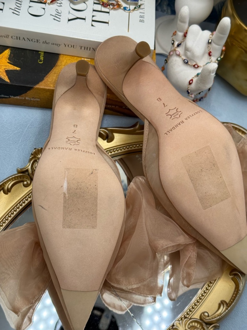 🆕 LOEFFLER RANDALL 🧿 NWOB Margot Bow Mule, Nude Organza Mesh - Sz 7 - Picture 15 of 15